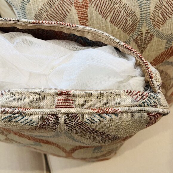 Set of 4 Throw Pillows 20 x 20 Lazy Boy Tan Rust Blue Maroon Grey Removable - Picture 5 of 6